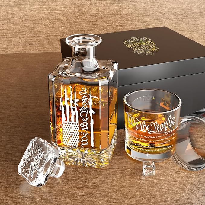 FURSARCAR Retired Gifts for Men Dad, Whiskey Decanter Set with 2 Glasses, Cool Fathers Birthday Present from Daughter Son, Christmas Retirement Gift Liquor Decanter Sets for Man