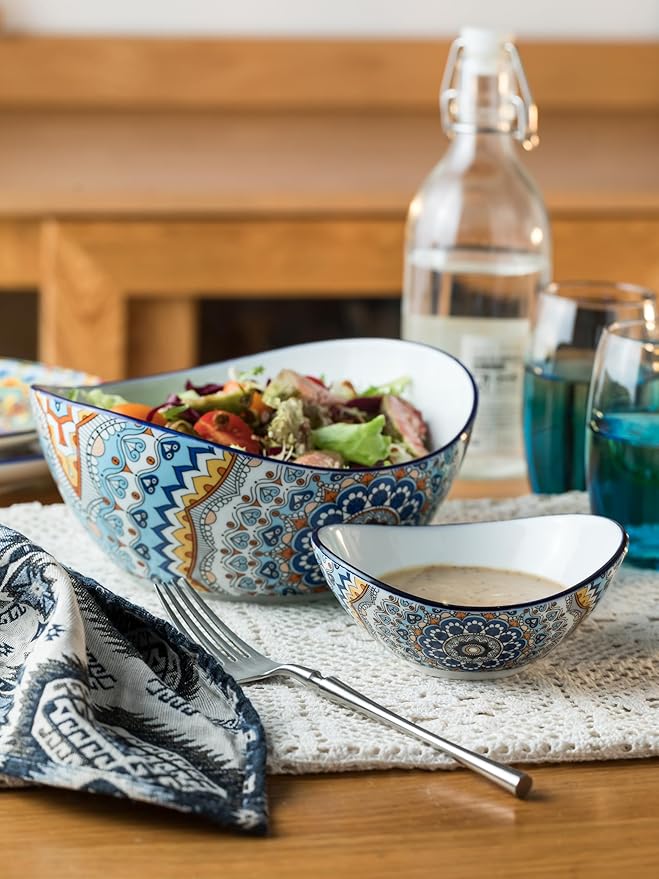 YHOSSEUN Chip and Dip Serving Set, 2 Tierd Serving Bowl Set Ceramic Chip and Dip Bowls with Stand, Serving Dishes for Entertaining Appetizer Serving Food Display Stand for Parties