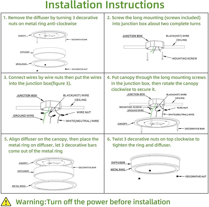 hykolity 16 inch Dimmable LED Flush Mount Ceiling Light Fixture, Brushed Nickel, 36W, 2200LM, 2.7/3/3.5/4K/5K Adjustbale, 120°Light Angle, CRI80, Ceiling Lamp for Bedroom, Kitchen, Office, ETL Listed
