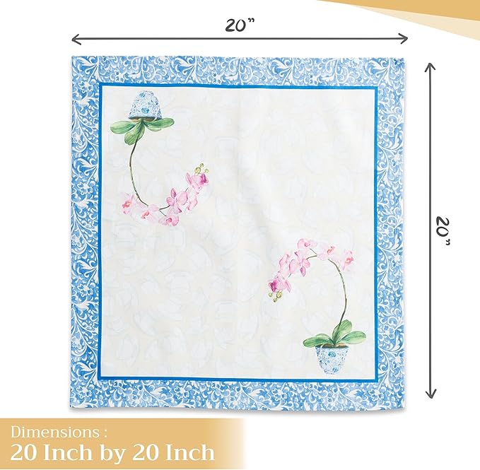 Maison d' Hermine Cloth Napkins Set of 4 100% Cotton Everyday Reusable Square Napkins Cloth Washable, Dinner, Party, Wedding, Restaurant, Spring/Summer (Canton, 20" x 20")