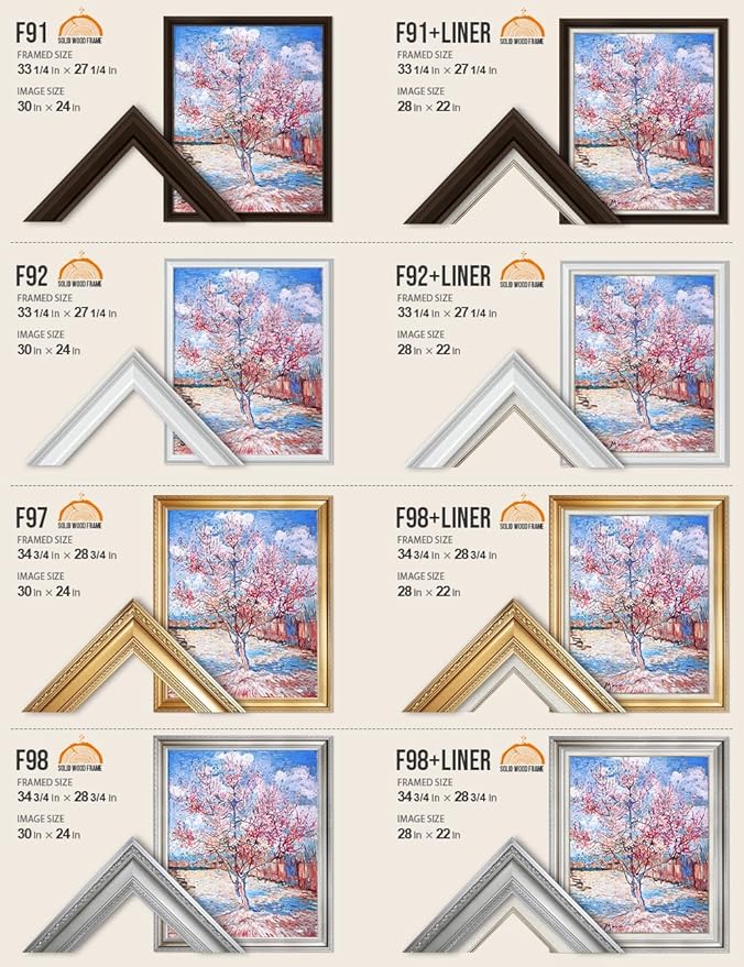 DECORARTS - Reminiscence of Mauve, Vincent Van Gogh Art Reproduction. Acid Free Cotton Canvas Giclee Print w/Bronze Frame&Mat for Wall Decor.