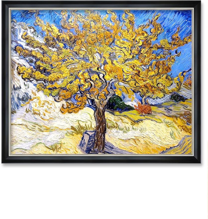 DECORARTS - The Mulberry Tree by Vincent Van Gogh Art Reproduction. Oversize Solid Wooden Frame Matching with Giclee Prints Canvas Wall Art. Total framed size: 43x35