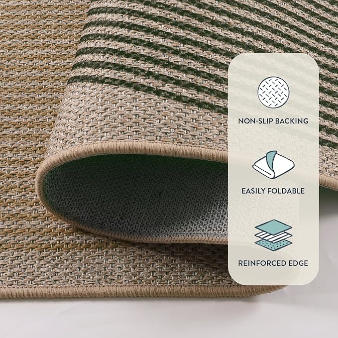 Lahome Modern Rainbow Outdoor Easy Jute Rug, Area Rugs 9x12 Living Room Patio Rug Large Farmhouse Indoor Outdoor Rugs, Contemporary Non Slip Dining Room Rugs for Under Table Sunroom