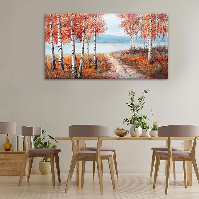 YDYSUNE Large Painting Wall Art Expertly Picture for Living Room Red and White Home Bedroom Decoration Tree Framed Artwork Decor 24X48