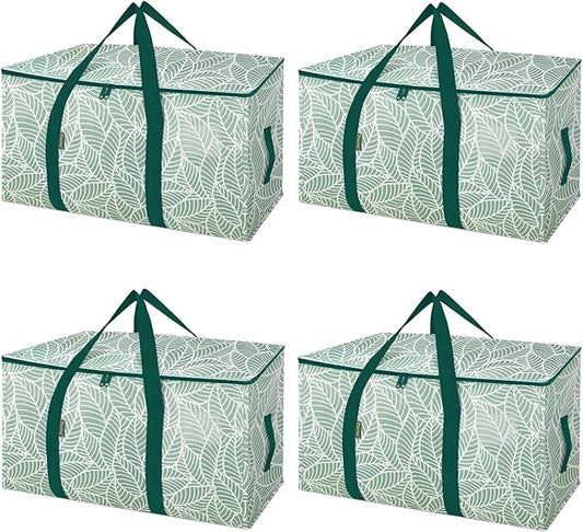 BALEINE 4-Pack Oversized Moving Bags with Reinforced Handles, Heavy-Duty Storage Tote for Clothes, Moving Supplies (Antique Folidage, 4-Pack)