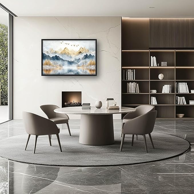 Mountain Large Wall Art for Living Room Framed, Lake Oversized Wall Decor Pictures, Nature Scenery Canvas Print Painting, Aesthetic Artwork Bedroom Office Home Decor 36"x24"