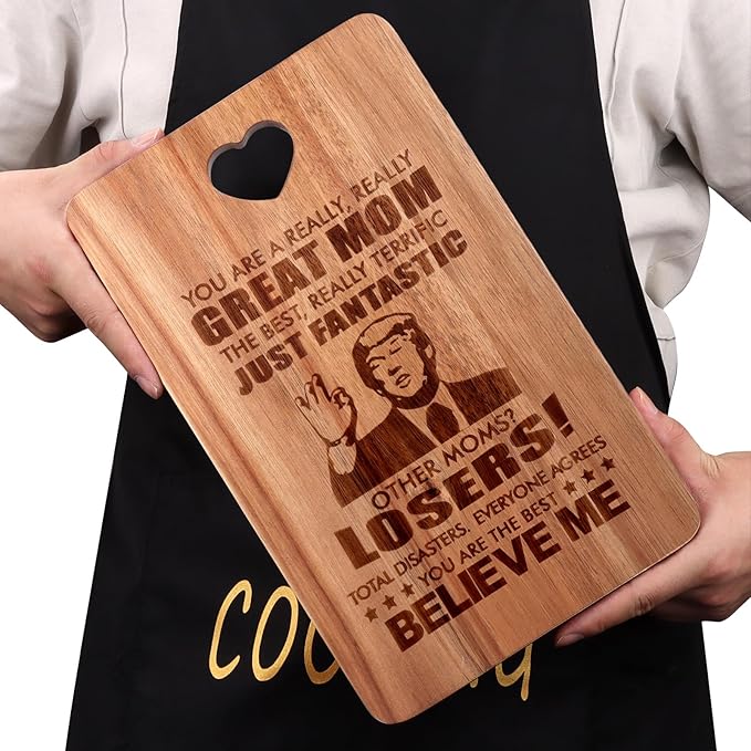 Gift for Mom from Daughter Son Decor Wooden Cheese Charcuterie Boards Unique Christmas Mother's Day Birthday Presents Mum Engraved Acacia Wood Cutting Board Funny Thanksgiving Xmas Gifts for Mummy