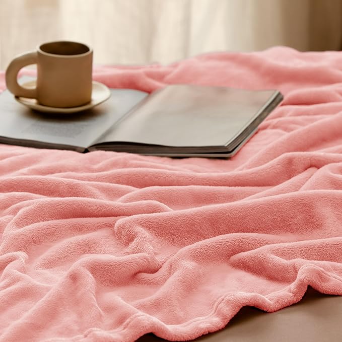 Bedsure GentleSoft Fleece Throw Blanket for Couch Pink - Lightweight Plush Fuzzy Cozy Soft Blankets and Throws for Sofa, 50x60 inches