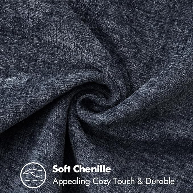 MIULEE Pack of 2 Couch Throw Pillow Covers 12x20 Inch Dark Blue Farmhouse Decorative Pillow Covers with Stitched Edge Soft Chenille Solid Dyed Spring Pillow Covers for Sofa Bed Living Room