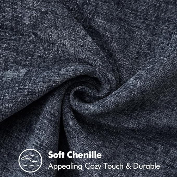 MIULEE Pack of 2 Couch Throw Pillow Covers 16x16 Inch Dark Blue Farmhouse Decorative Pillow Covers with Stitched Edge Soft Chenille Solid Dyed Spring Pillow Covers for Sofa Bed Living Room