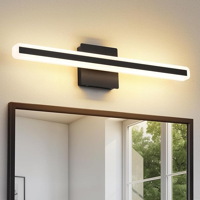 24 inch Black Bathroom Light Fixture 5 Color Temperature Dimmable LED Vanity Lights Bathroom Vanity Lights Over Mirror Light Bar Vanity Lighting Fixtures 5CCT
