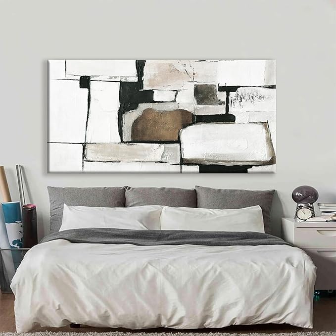 Tsomzxng Large Abstract Wall Art For Living Room Decor Grunge Room Decor Art Canvas Art Wall Decor 29" X 58" Painting Brown Grey Wall Art Line Art For Bedroom Home Office Dining Room Artwork