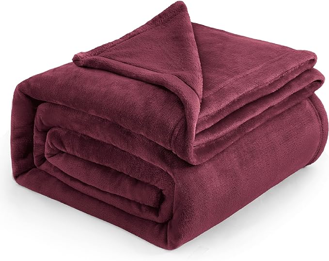 Bedsure GentleSoft Burgundy Red Fleece Blanket King Size - 280GSM Throw Blankets for Couch,Sofa,Bed, Soft Lightweight Plush Cozy Throws for Toddlers