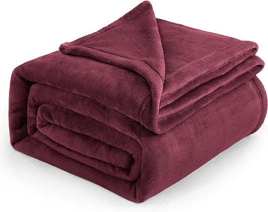 Bedsure GentleSoft Burgundy Red Fleece Blanket King Size - 280GSM Throw Blankets for Couch,Sofa,Bed, Soft Lightweight Plush Cozy Throws for Toddlers