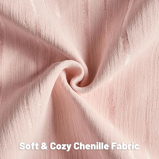 FUTEI Pink Chenille Decorative Throw Pillow Covers 24x24 Inch Set of 2,Soft Embossed Striped Textured European Cushion Case,Modern Home Decor for Couch Bed Living Room