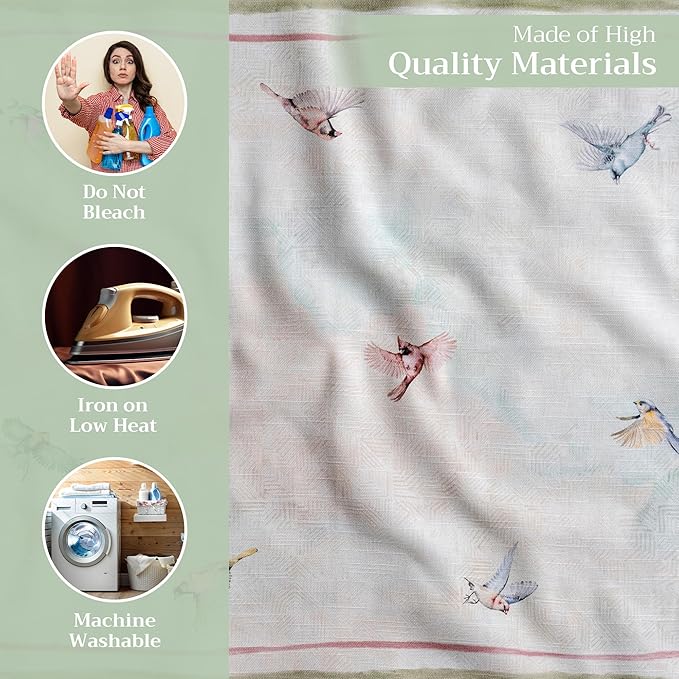 Maison d' Hermine Cloth Napkins Set of 4 100% Cotton Everyday Reusable Square Napkins Cloth Washable, Dinner, Party, Wedding, Restaurant, Spring/Summer (Flying Birds, 20" x 20")