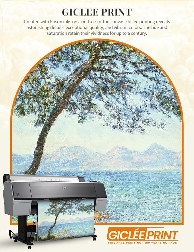 DECORARTS - Claude Monet The Esterel Mountains 1888 Giclee Print with Gold Solid Wood Frame, Impressionist Large Framed Wall Art, Ready to Hang, Framed Size 34.75x28.75, Made in USA