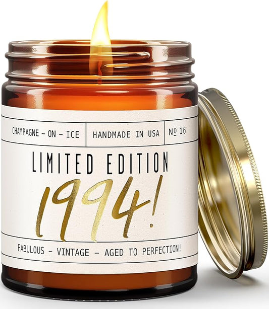 31st Birthday Gifts for Women - 'Limited Edition 1994' Soy Candle, w/Champagne on Ice I 31 Birthday Gifts for Women I 31rd Gift for Her Ideas I 9oz Reusable Jar, 50Hr Burn, Made in USA