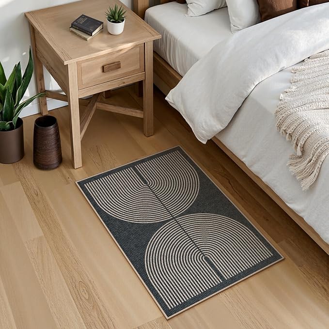 Lahome Rainbow Outdoor Mats for Front Door, 2x3 Small Washable Kitchen Rugs, Farmhouse Neutral Throw Rug Non Slip Non Shedding Indoor Outdoor Carpet for Entryway Foyer