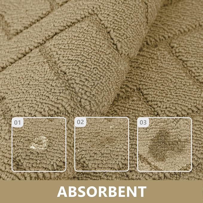 hicorfe Kitchen Rugs and Mats Sets,2 Pieces Super Absorbent Polypropylene Non-Slip Rug,Soft Comfort Floor Mat,Machine Wash for Kitchen,Hallway,Office,Sink,Laundry(20" x 31.5" Plus 20" x 48",Beige