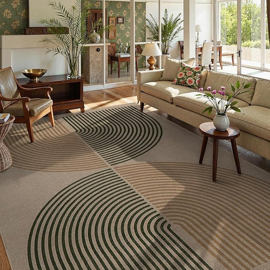 Lahome Modern Rainbow Outdoor Easy Jute Rug, Area Rugs 9x12 Living Room Patio Rug Large Farmhouse Indoor Outdoor Rugs, Contemporary Non Slip Dining Room Rugs for Under Table Sunroom