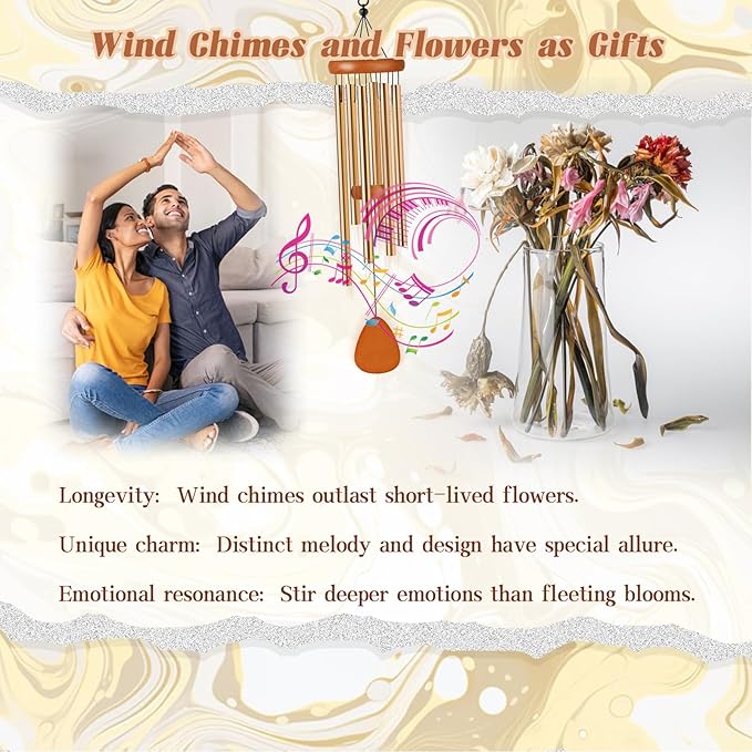 House Warming Gifts for New Home, Housewarming Wind Chime for Outside, Gift Ideas, Housewarming Ornament for House, Couple, Women, Men (Gold)