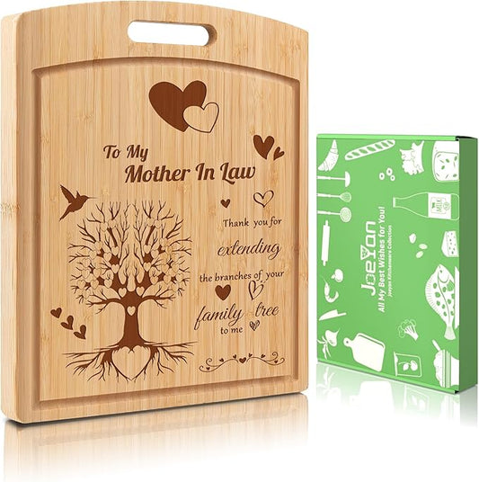 Joeyan Mother-in-Law Gift from Daughter-in-Law Son-in-Law, Personalized Engraved Cutting Board Kitchen Present for Birthday Christmas, Large Size, Heavy Duty, 16x12x0.8"