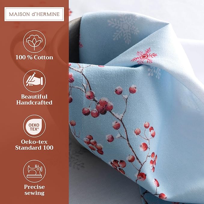 Maison d' Hermine Cloth Napkins Set of 4 100% Cotton Everyday Reusable Square Napkins Cloth Washable, Dinner, Party, Wedding, Restaurant (Fairytale Forest, 20" x 20")