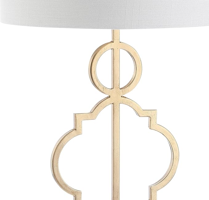 JONATHAN Y JYL3026A July 31" Metal LED Table Lamp Modern Contemporary Bedside Desk Nightstand Lamp for Bedroom Living Room Office College Bookcase LED Bulb Included, Gold/White