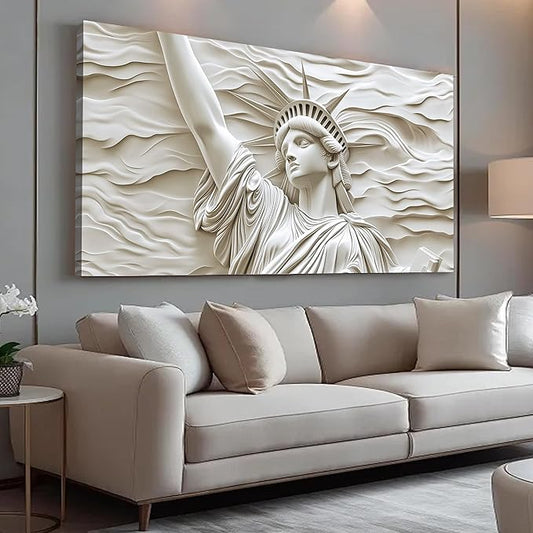 Trogonup White Statue of Liberty Canvas Wall Art for Living Room Large Modern Canvas Prints Abstract Artwork for Bedroom Home Office Women 24"x48"
