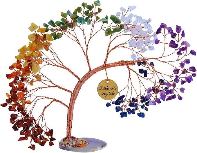 7 Chakra Crystal Tree of Life for Positive Energy – Healing Gemstone Tree for Home Decor, Office Desk, Money, Luck, Handmade Bonsai Trees, Birthday Gift for Women, Mom, Sister, Housewarming