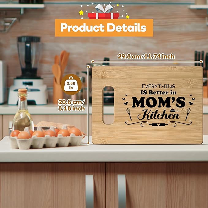 Mom Gifts for Mothers Day,Birthday,Easter Gifts for Mom from Daughter Son,Best Mom Ever Gifts,Personalized Engraved Bamboo Cutting Board Gift for Mom Bonus Mom New Mom Step Mama,Great Women Gift Ideas
