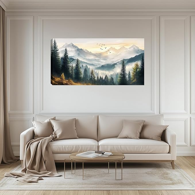Large Abstract Landscape Wall Art Tree Mountain Art Prints Canvas Wall Decor Poster Pictures Framed Artwork Decor for Living Room for Bedroom Home Office Decorations 40L x 20W