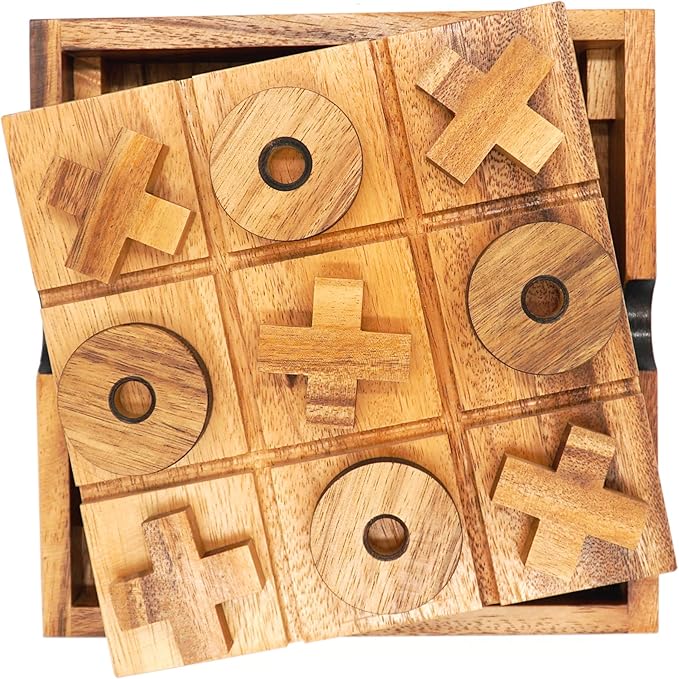 BSIRI Extra Large Tic Tac Toe Board Games - Ideal for Kids Games, Family Games and Game Night for Adults, Farmhouse Decor for Coffee Table Decor, Unique Gifts for All Occasion (8.6 Inch)