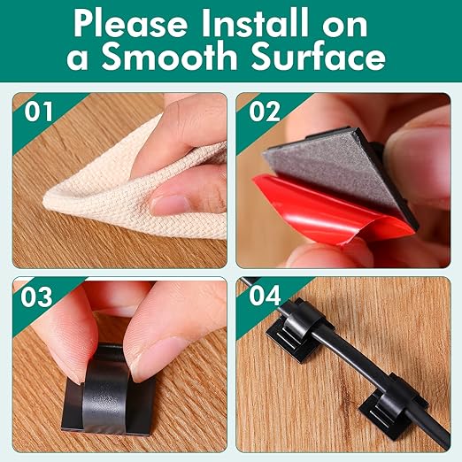 Namalu 60 Pieces Mini Cable Clips Hooks Christmas Light Clips Self Adhesive Light Hooks Cord Clips for Desk Outdoor String Lights(Small,Black)