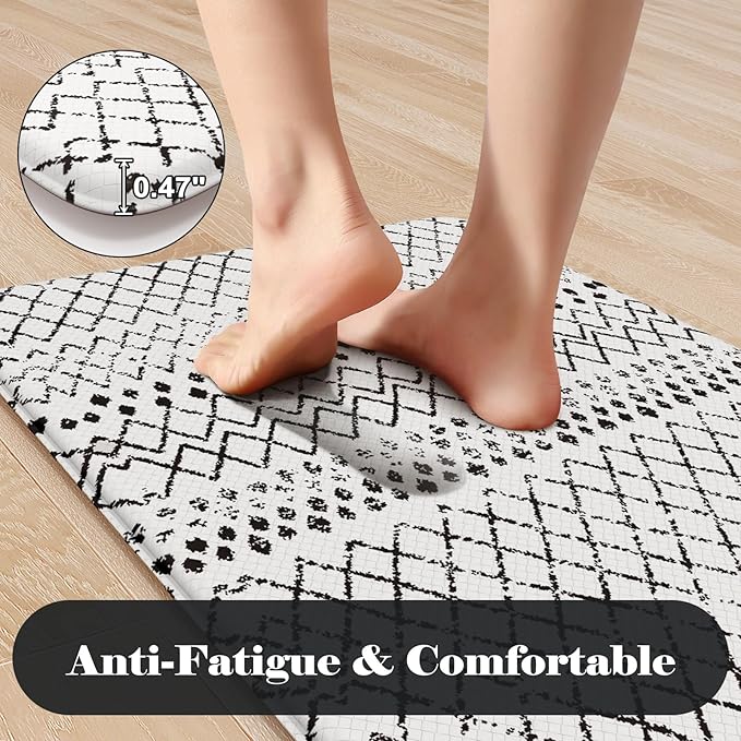 KIMODE Kitchen Mats for Floor Anti Fatigue, Geometric Kitchen Runner Rugs Non Slip, Padded Kitchen Floor Mats, Memory Foam Kitchen Mats Cushioned, Standing Desk Mat for Laundry Office Sink 24"x59"