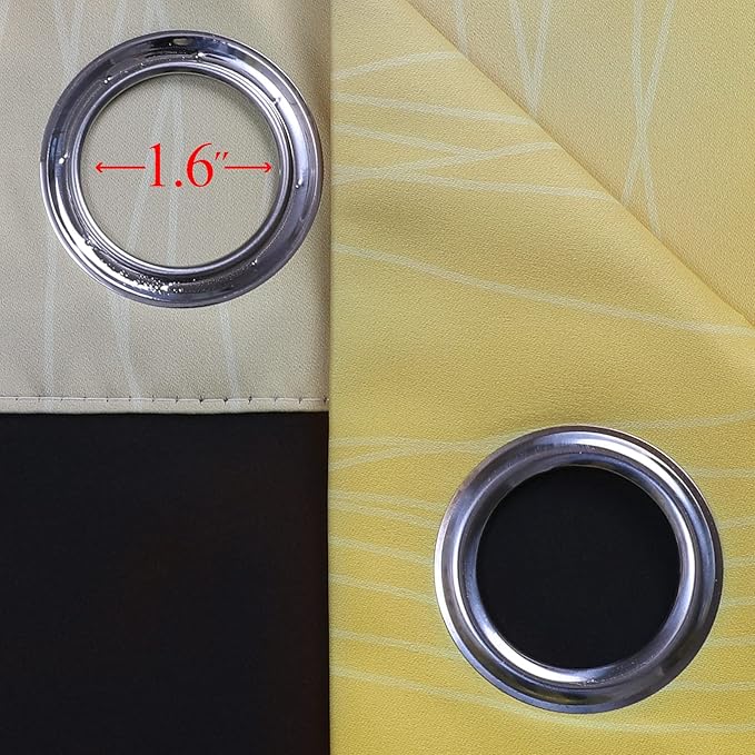 Ombre Gray and Yellow Blackout Curtains 63 Inch Length 2 panels, Full Room Darkening Curtains for Kids Room, Grommet Thermal Insulated Gradient Drapes, Light Blocking Curtains for Bedroom, 52x63 Inch