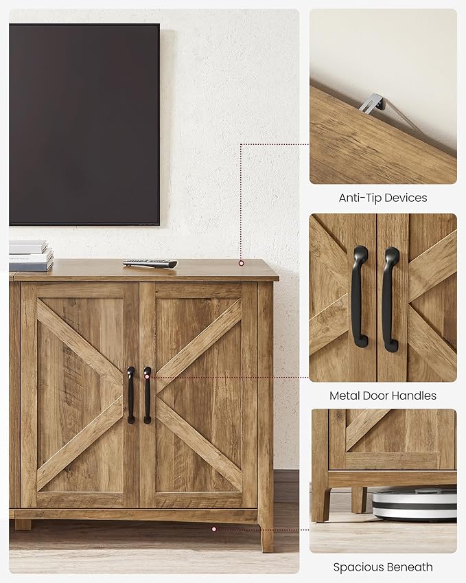 VASAGLE LIRY Collection - Storage Cabinet, Buffet Cabinet, Sideboard, Credenza, with Adjustable Shelves, for Living Room, Entryway, Honey Brown ULSC381T41