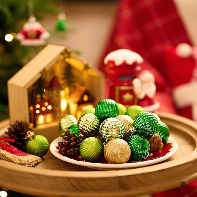 Valery Madelyn 28Pcs Christmas Heart Shaped Ornaments Gift Pack, Mardi Gras Craft Painted Tree Heart Decorations, Purple Green Gold Christmas Baubles Hanging Holiday Party Decor