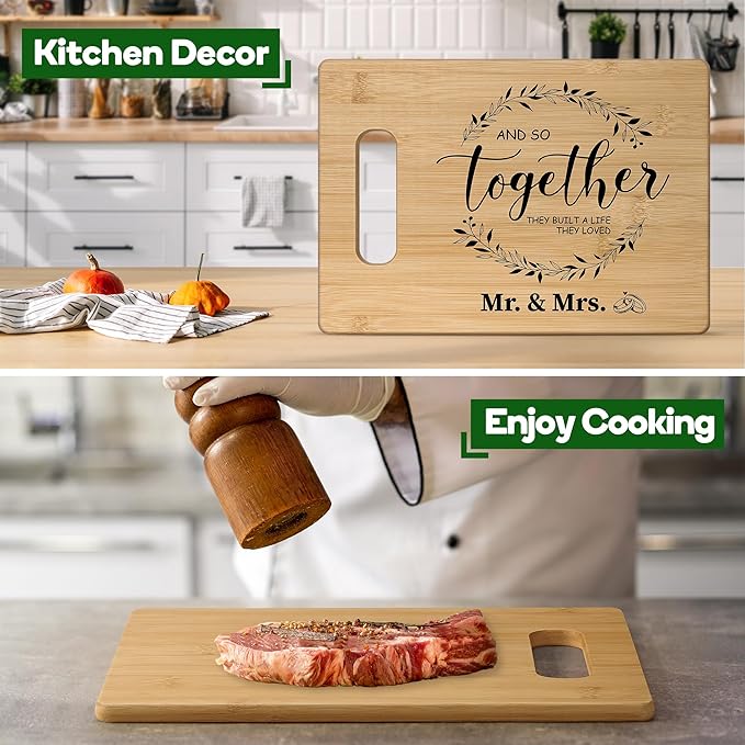 Wedding Gifts Bridal Shower Gifts for Bride and Groom Engagement Gifts for Couple 2025 Valentines Day Present for Husband and Wife Newlywed Marriage,Best Wedding Favors Engraved Bamboo Cutting Board