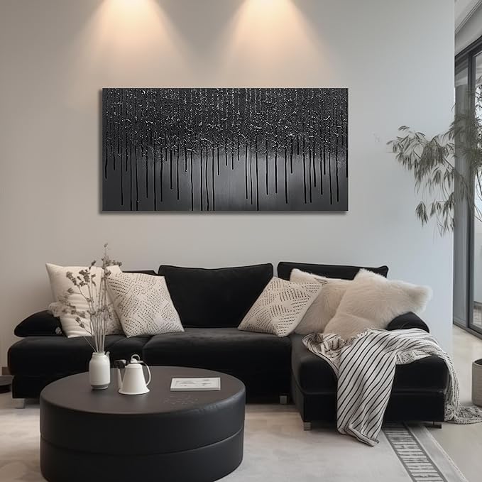 Abstract Canvas Wall Art for Living Room Black Painting Wall Art for Bedroom Modern Wall Decor for Office Size 20 x 40 Inch