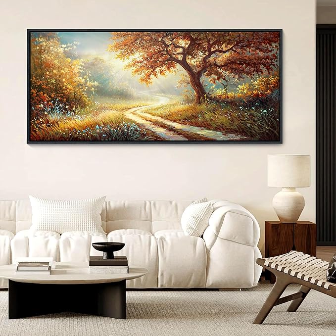 YDYSUNE Landscape Canvas Poster Wall Art Vintage Countryside Field Path Scenery Picture Print Wall Decor Retro Painting Artwork for Modern Home Bedroom Office 70x31inch