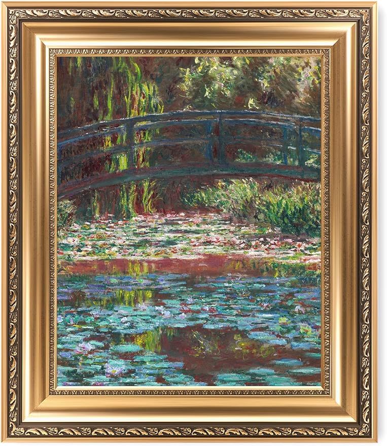 DECORARTS - Water Lily Pond 1900 Claude Monet Art Reproduction. Giclee Print& Museum Quality Framed Art for Wall Decor. Framed size: 26x22''