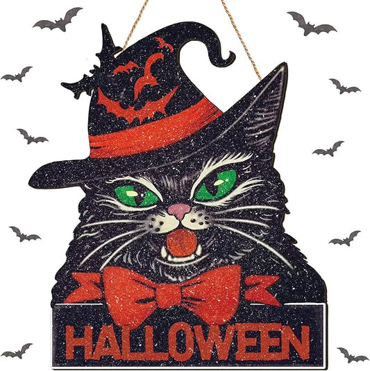 Boao Welcome Halloween Door Decorations Halloween Sign Hanging Decoration Wall Hanger Masquerade Carnival Wreath for Outdoor Farmhouse Porch Front Door Decor