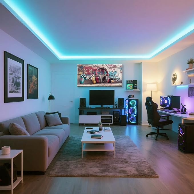 Game Wall Art Graffiti Gamepad Earphone Canvas Art Wall Decor Print Pictures For Bedroom Cool Video Gaming Poster Print Painting Room Decor For Boys Playroom Home Wall Decor Artwork 20"X 40"