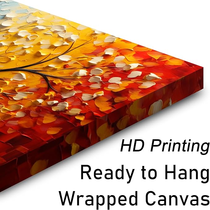 Colorful Tree of Life Wall Art for Living Room Blue and Orange Tree Picture Large Artwork Office Bedroom Canvas Prints Size 29x58