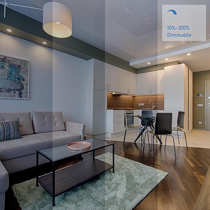 Jolux 5/6 Inch LED Can Lights Adjustable Recessed Retrofit Downlight,12W=60W,2700K Soft White,800LM,Dimmable,ETL Damp Rated Conversion kit, Recessed Lighting Install,Flat Trim, E26 Base,4-Pack…