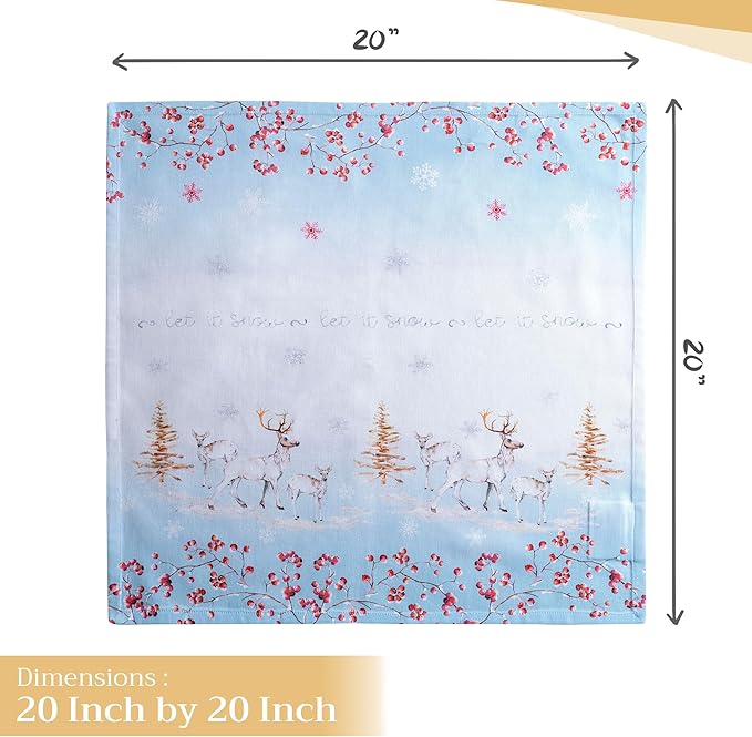 Maison d' Hermine Cloth Napkins Set of 4 100% Cotton Everyday Reusable Square Napkins Cloth Washable, Dinner, Party, Wedding, Restaurant (Fairytale Forest, 20" x 20")