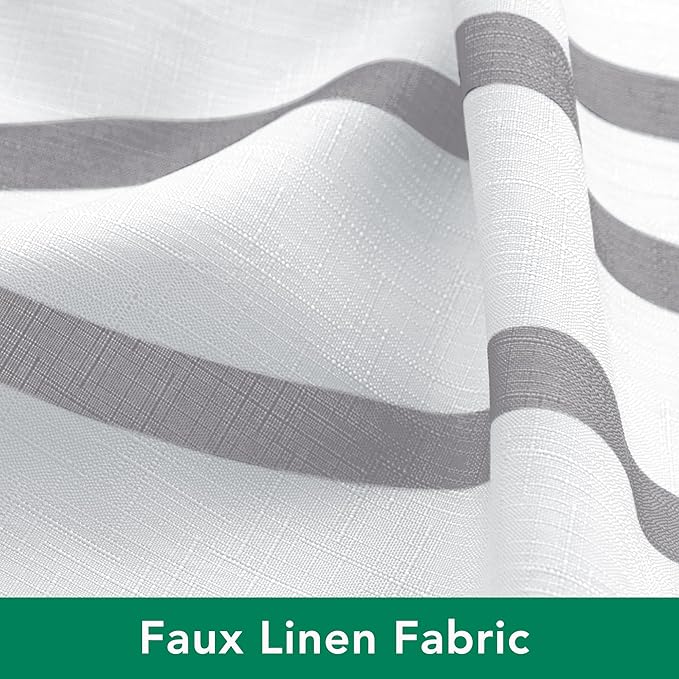 Biscaynebay Textured Fabric Shower Curtain 72 Inches by 72 Inches, Silver Grey Striped Printed Linen Modern Hotel Luxury Quality Cloth Bathroom Curtains Machine Washable