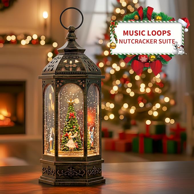 Christmas Snow Globes, Dancing Princess, Nutcracker and Mouse King Duel, Will Rotate Around The Christmas Tree, Holiday Decorations Gifts for Family, Children or Friends